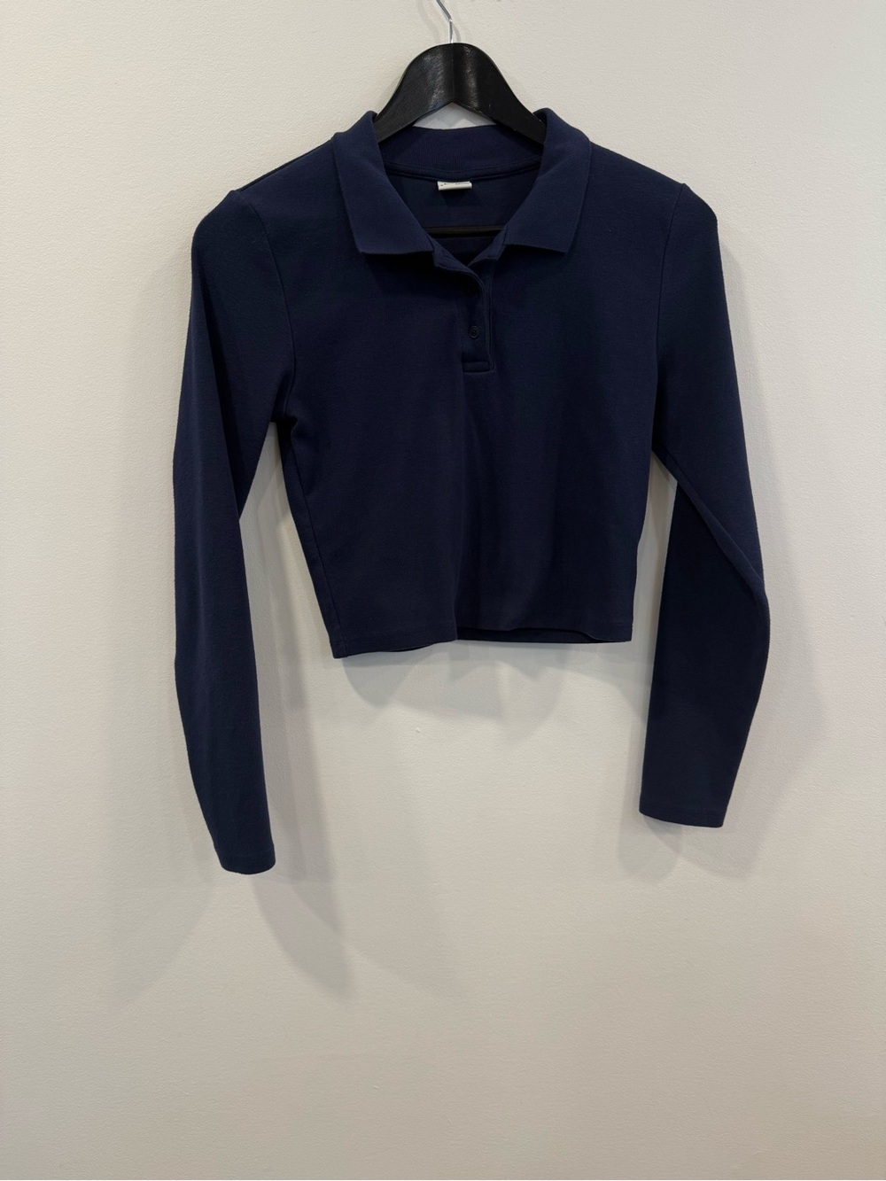 Sunday Best Navy Cropped Long-Sleeve Polo